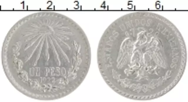 Монета песо Мексики 1922 года Серебро