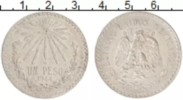 Монета песо Мексики 1944 года Серебро