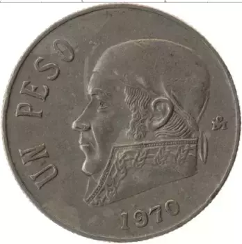 Монета песо Мексики 1970 года Медно-никель Хосе Морелос