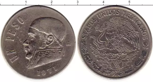 Монета песо Мексики 1971 года Медно-никель Хосе Морелос