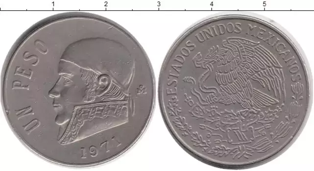 Монета песо Мексики 1971 года Медно-никель Хосе Морелос
