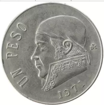 Монета песо Мексики 1971 года Медно-никель Хосе Морелос