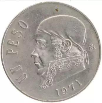 Монета песо Мексики 1971 года Медно-никель Хосе Морелос