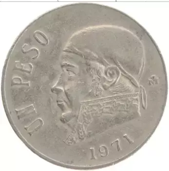 Монета песо Мексики 1971 года Медно-никель Хосе Морелос