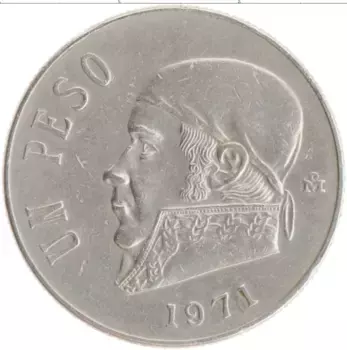 Монета песо Мексики 1971 года Медно-никель Хосе Морелос