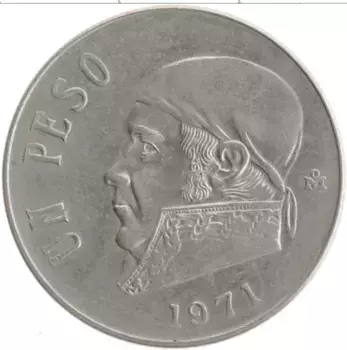 Монета песо Мексики 1971 года Медно-никель Хосе Морелос