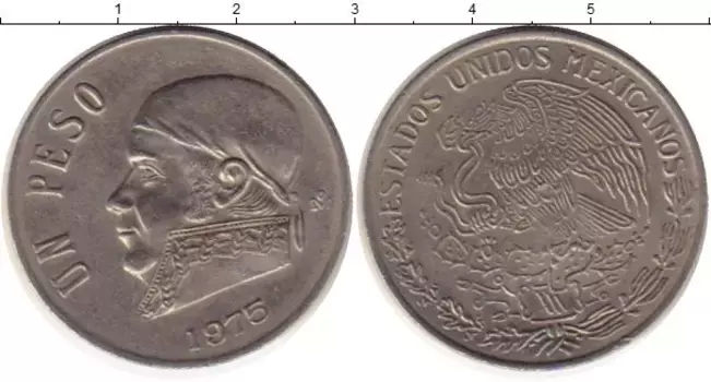 Монета песо Мексики 1975 года Медно-никель Хосе Морелос