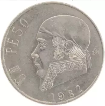 Монета песо Мексики 1982 года Медно-никель