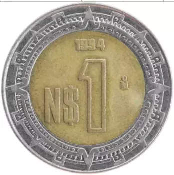 Монета песо Мексики 1994 года Биметалл