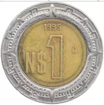 Монета песо Мексики 1995 года Биметалл