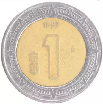 Монета песо Мексики 1997 года Биметалл