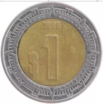 Монета песо Мексики 1998 года Биметалл
