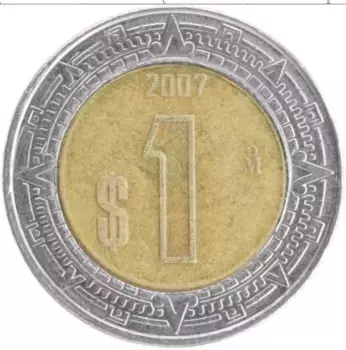 Монета песо Мексики 2007 года Биметалл