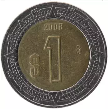 Монета песо Мексики 2008 года Биметалл