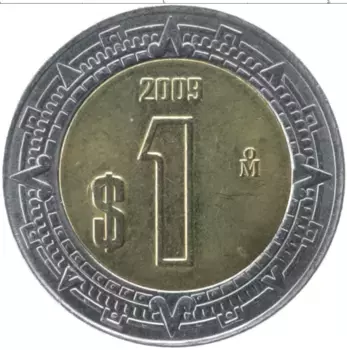 Монета песо Мексики 2009 года Биметалл