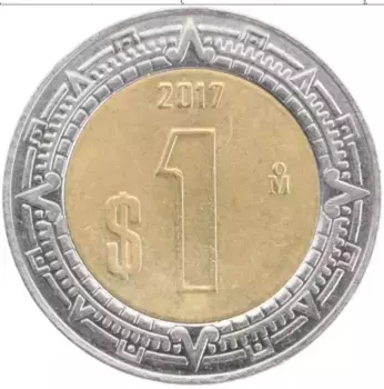 Монета песо Мексики 2017 года Биметалл