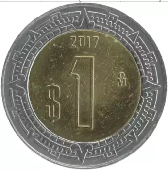 Монета песо Мексики 2017 года Биметалл