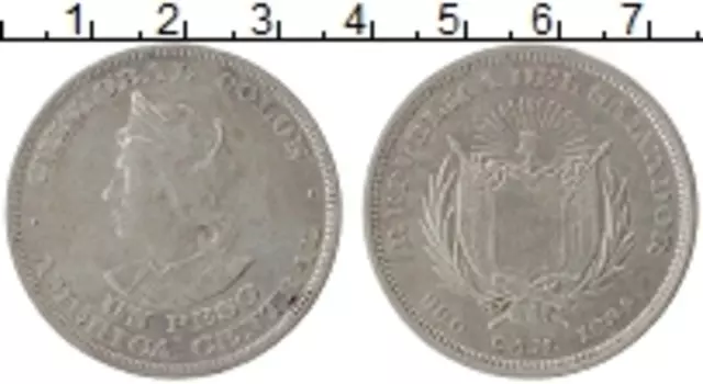 Монета песо Сальвадора 1894 года Серебро Христофор Колумб