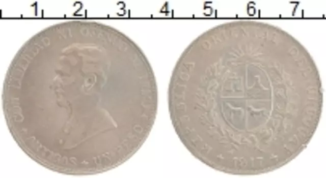 Монета песо Уругвая 1917 года Серебро