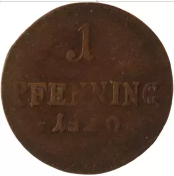 Монета пфенниг Баварии 1810 года Медь