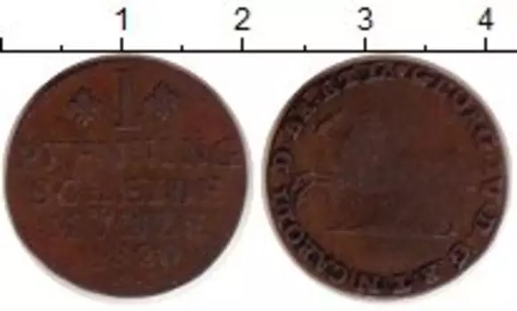 Монета пфенниг Брауншвайг-Вольфенбюттеля 1820 года Медь Карл I