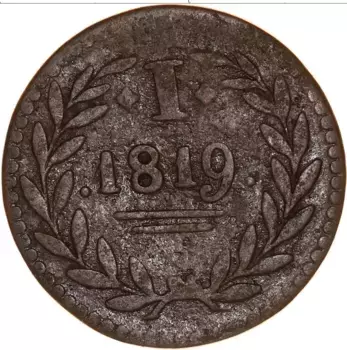 Монета пфенниг Франкфурта 1819 года Медь ```Юден пфенниг```