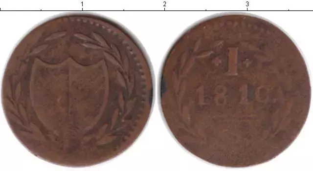Монета пфенниг Франкфурта 1819 года Медь Нотгельд