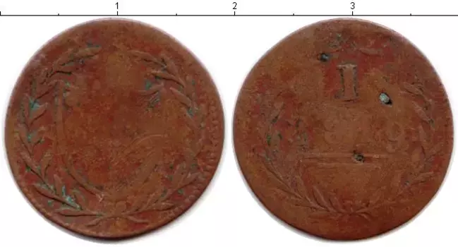 Монета пфенниг Франкфурта 1819 года Медь Нотгельд