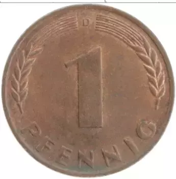Монета пфенниг ФРГ 1950 года Бронза D