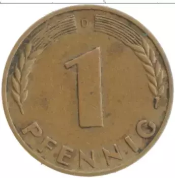 Монета пфенниг ФРГ 1950 года Бронза D