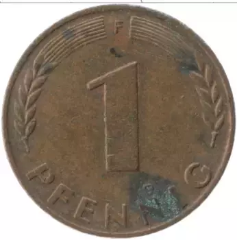 Монета пфенниг ФРГ 1950 года Бронза F