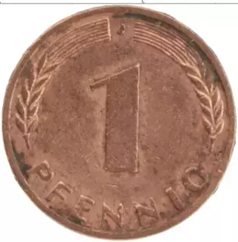 Монета пфенниг ФРГ 1950 года Бронза J