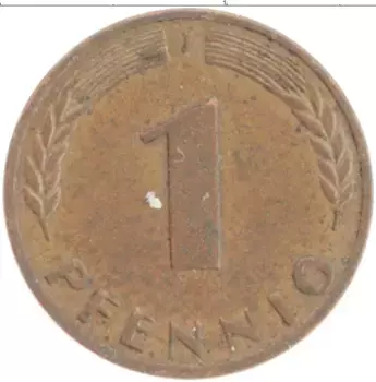 Монета пфенниг ФРГ 1950 года Бронза J