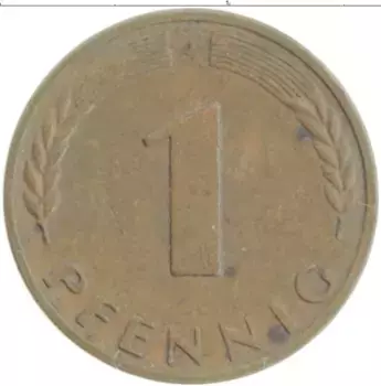 Монета пфенниг ФРГ 1950 года Бронза J