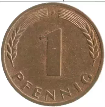 Монета пфенниг ФРГ 1950 года Бронза J