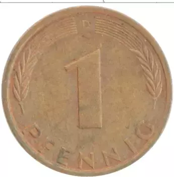 Монета пфенниг ФРГ 1971 года Бронза D