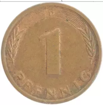 Монета пфенниг ФРГ 1972 года Бронза