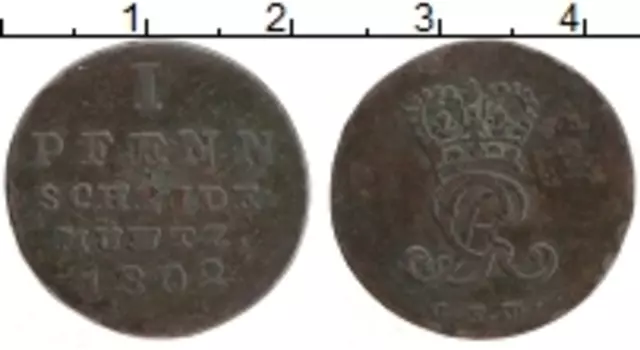 Монета пфенниг Ганновера 1802 года Медь