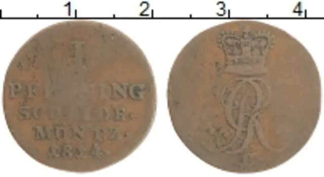 Монета пфенниг Ганновера 1824 года Медь C