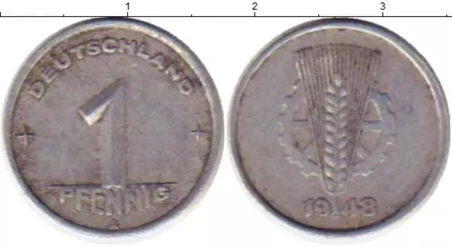 Монета пфенниг ГДР 1948 года Алюминий