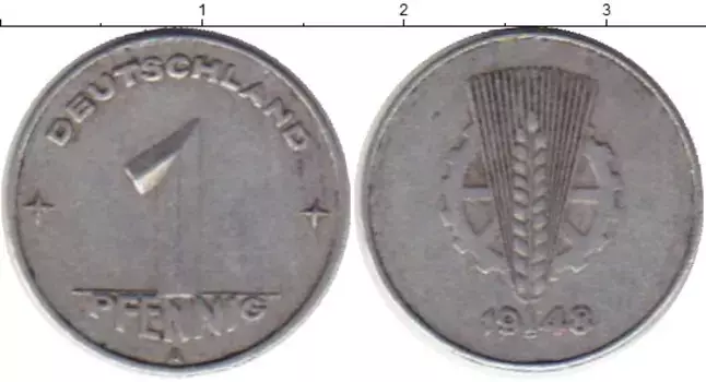 Монета пфенниг ГДР 1948 года Алюминий