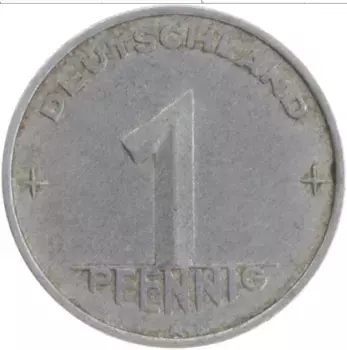 Монета пфенниг ГДР 1952 года Алюминий