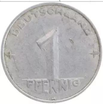 Монета пфенниг ГДР 1952 года Алюминий А