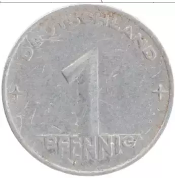 Монета пфенниг ГДР 1952 года Алюминий А