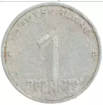 Монета пфенниг ГДР 1952 года Алюминий А