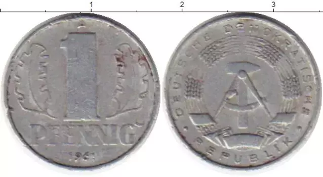 Монета пфенниг ГДР 1961 года Алюминий А