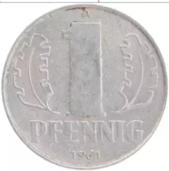 Монета пфенниг ГДР 1961 года Алюминий А