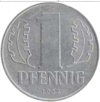 Монета пфенниг ГДР 1962 года Алюминий А