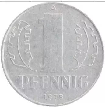 Монета пфенниг ГДР 1975 года Алюминий А
