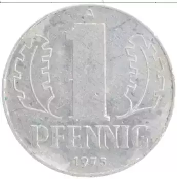 Монета пфенниг ГДР 1975 года Алюминий А